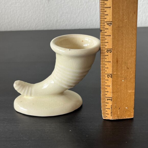 Vintage Mini Ceramic Cornucopia Bud Vase // Pacific Pottery // 3" Tall - Picture 2 of 8